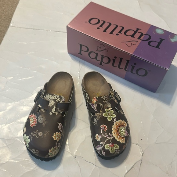 Papillio Shoes - Papillio Boston Women’s 6.5 Brown Floral Cork Sandal Leather